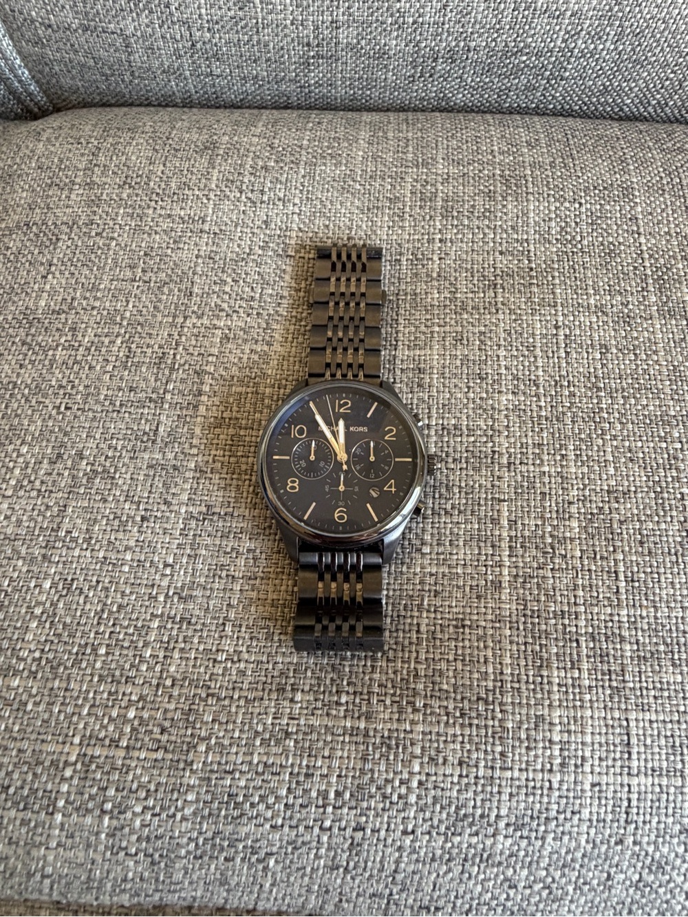 Michael Kors Gunmetal  Chronograph Bracelet Watch with Dark Blue Face